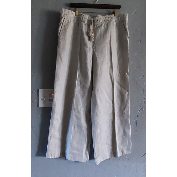 Loft Ann Taylor Pants Women Size 14,100% Linen,Straingh Legs,Beige,36 Inch Waist - Picture 1 of 9